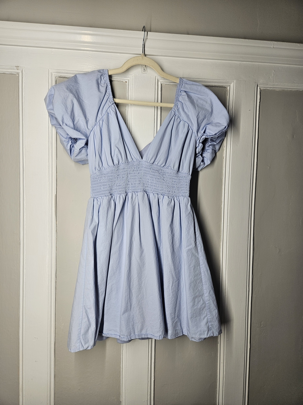 Altar'd State Light Blue Puff Sleeve Mini Dress